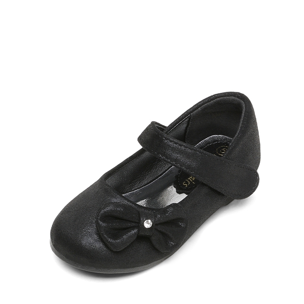 Toddler Girl's Ballerina Bow Flats - BLACK SUEDE -  0